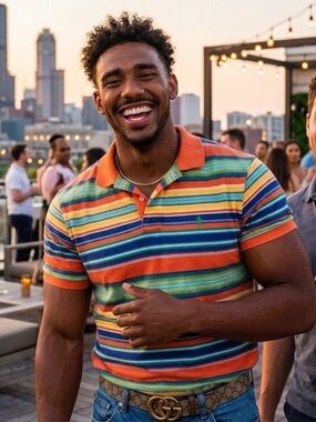 Polo by Ralph Lauren Orange Multi-Stripe Men’s Polo Shirt